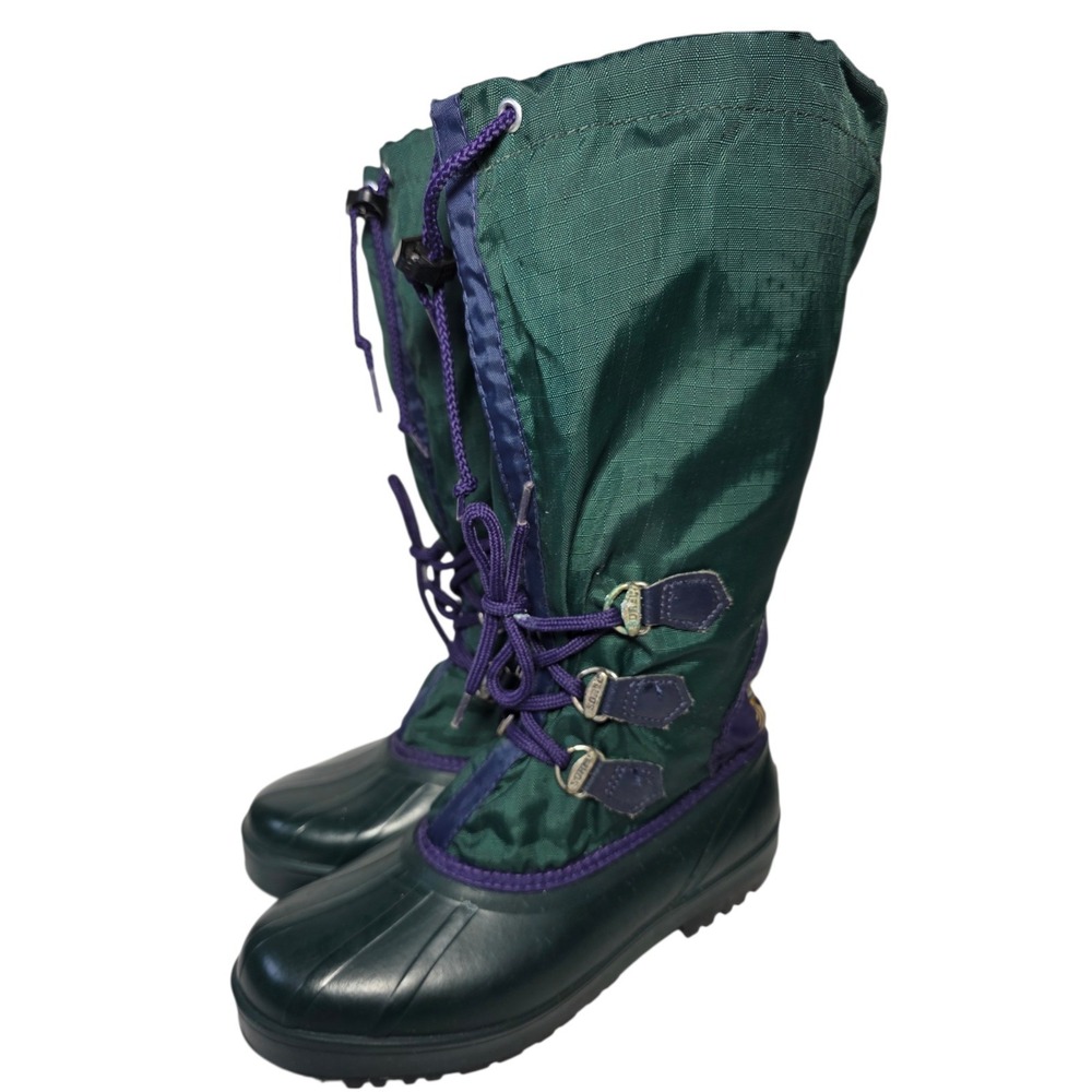 Sorel‎ Winter Snow Boots Mens 6 Green Purple Made In Canada Felt Lined